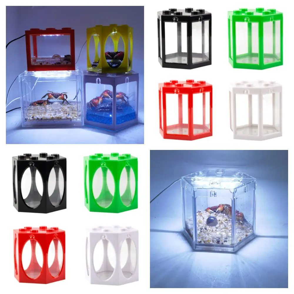 Multicolor Betta Fish Tank Plastic Rectangle/Oval Window Breeding Box Micro-Landscape Hexagonal Building Block Aquarium