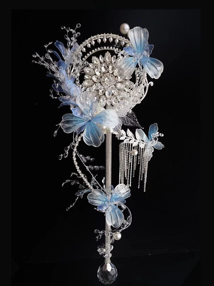 Silver handmade bouquet full of diamond scepter bridal gift double-sided scepter bouquet
