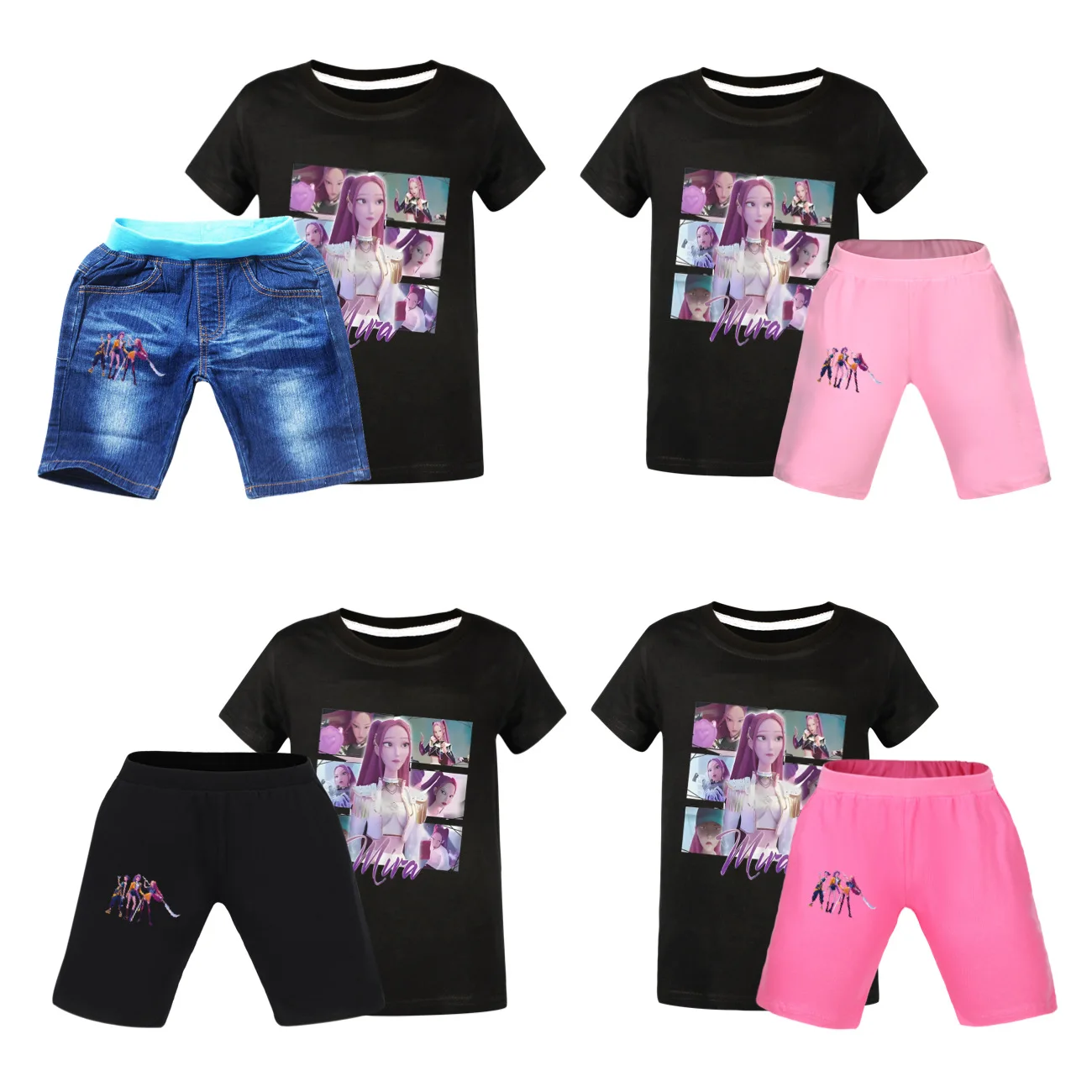 

KPop Demon Hunters Kids Clothes Summer Children's Clothes Sets Teens Boys Girls T-shirt and Jeans Pants 2 Pcs Baby Clothing Set