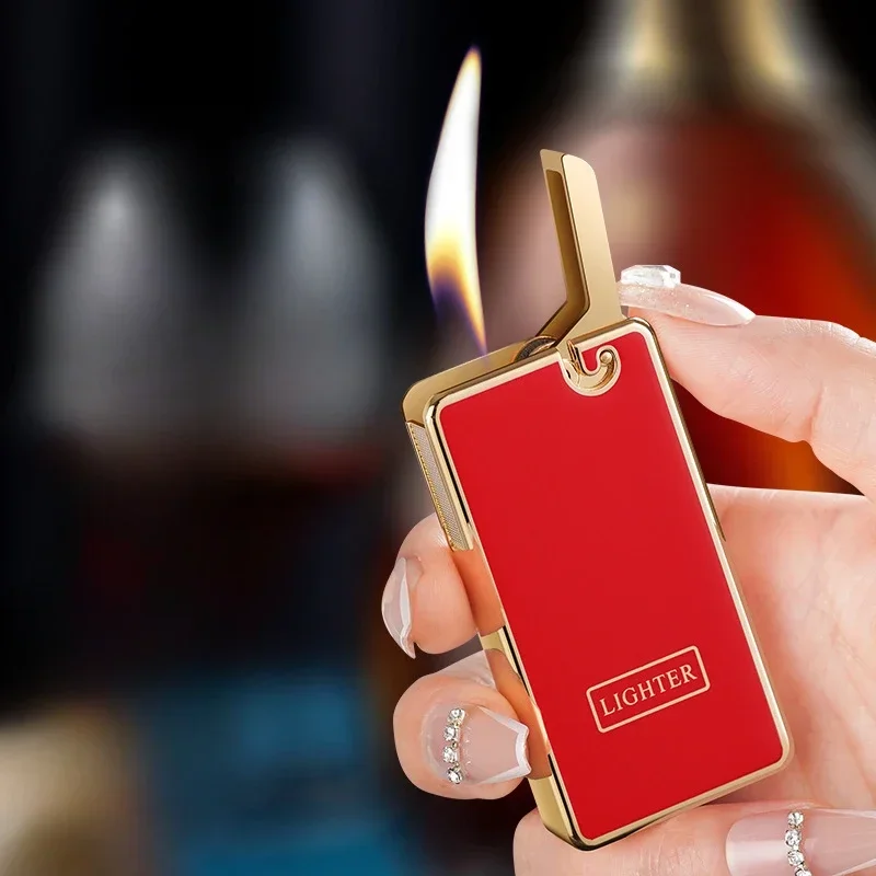 

Metal Plating 3D Relief Inflatable Lighter One click Ejection Grinding Wheel Ignition Butane Gas Lighter Smoking Gifts For Men