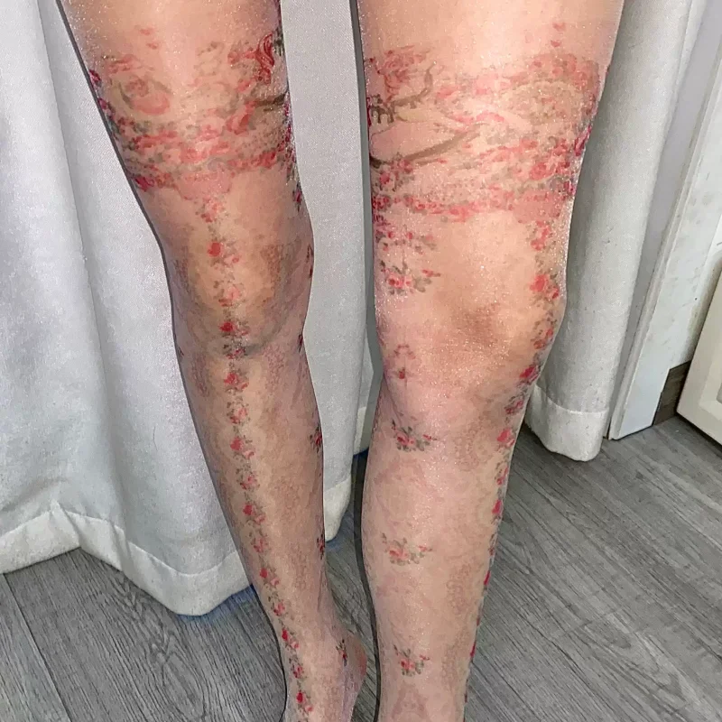 ピンクローズ超薄型15dストッキング-セクシーなセミシアー-ハイウエスト-ロングチューブ-パンティホース-女の子用-レトロレースプリント-レッグソックス