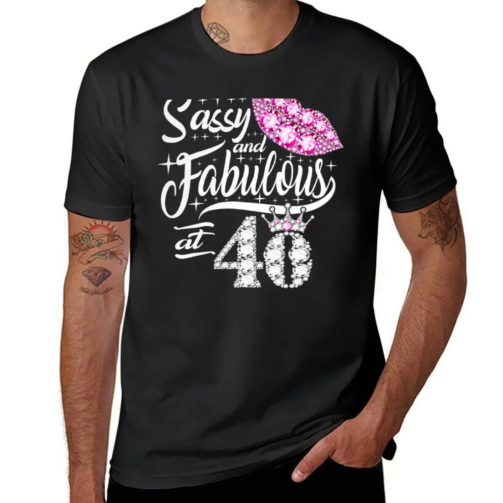 Womens Sassy And Fabulous At 40 Years Old Crown Lips Premium T-Shirt blanks oversizeds oversized t shirts for men