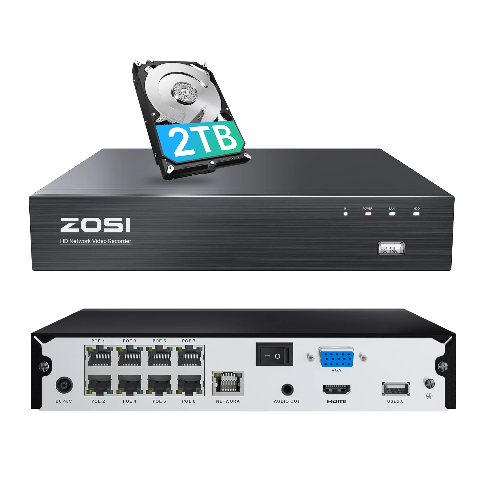 Zosi 4K Hd Poe Nvr-Systeem 8ch H.265 + Videobewakingsnetwerkrecorder Alleen Voor Zosi 5mp 8mp Poe Camera 'S Humanoïde Detectie - afbeelding 2