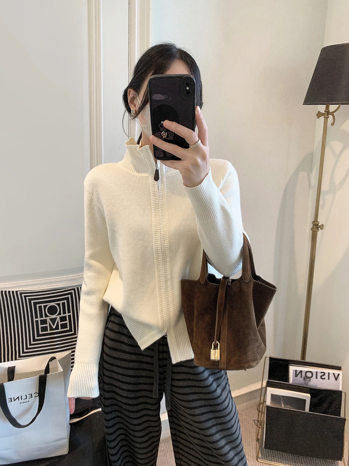 

Женский вязаный шерстяной кардиган на молнии с воротником-стойкой, новая зимняя коллекция, корейский стиль, мягкий свитер с длинными рукавами