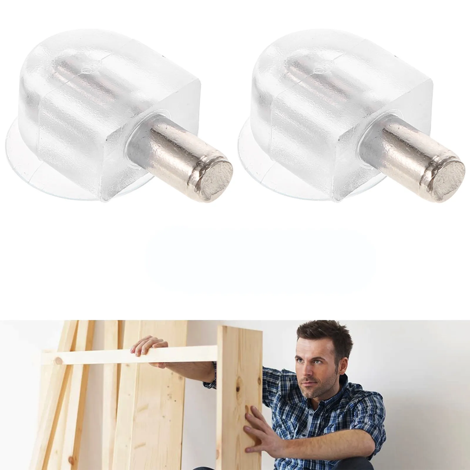 Glass Shelf Support Pegs 50 Pack Heavy Duty Stainless Steel Core PVC Coated Brackets for Cabinets