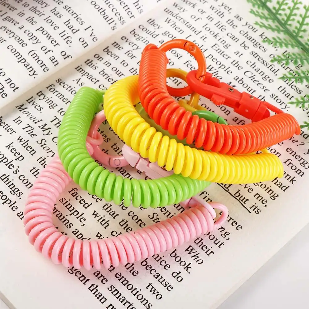 Coil Springs Keychain Stretchy Lobster Clasp Rope Retractable Coil Springs Keychain With Metal Clasp Key Chain Holder Lanyard