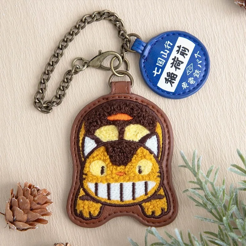 Cute My Neighbor Totoro Cartoon Embroidery Keychain with Delicate Metal Sweet Lovely Decorative Bag for Daily Outfit Matching