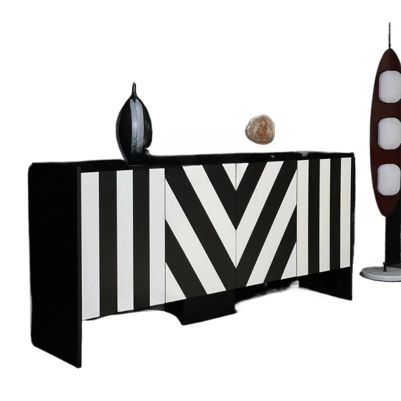 

Fashion storage, dining side cabinets, Italian minimalist color matching decorative cabinets, striped aisles