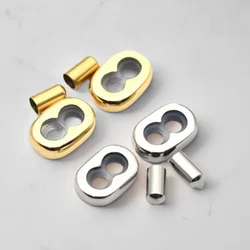 1 Set of 4 Pieces Stainless Steel 8-character Built-in Rubber Ring Two-way Adjustment Clasps Leather Rope Couple Bracelet Buckle