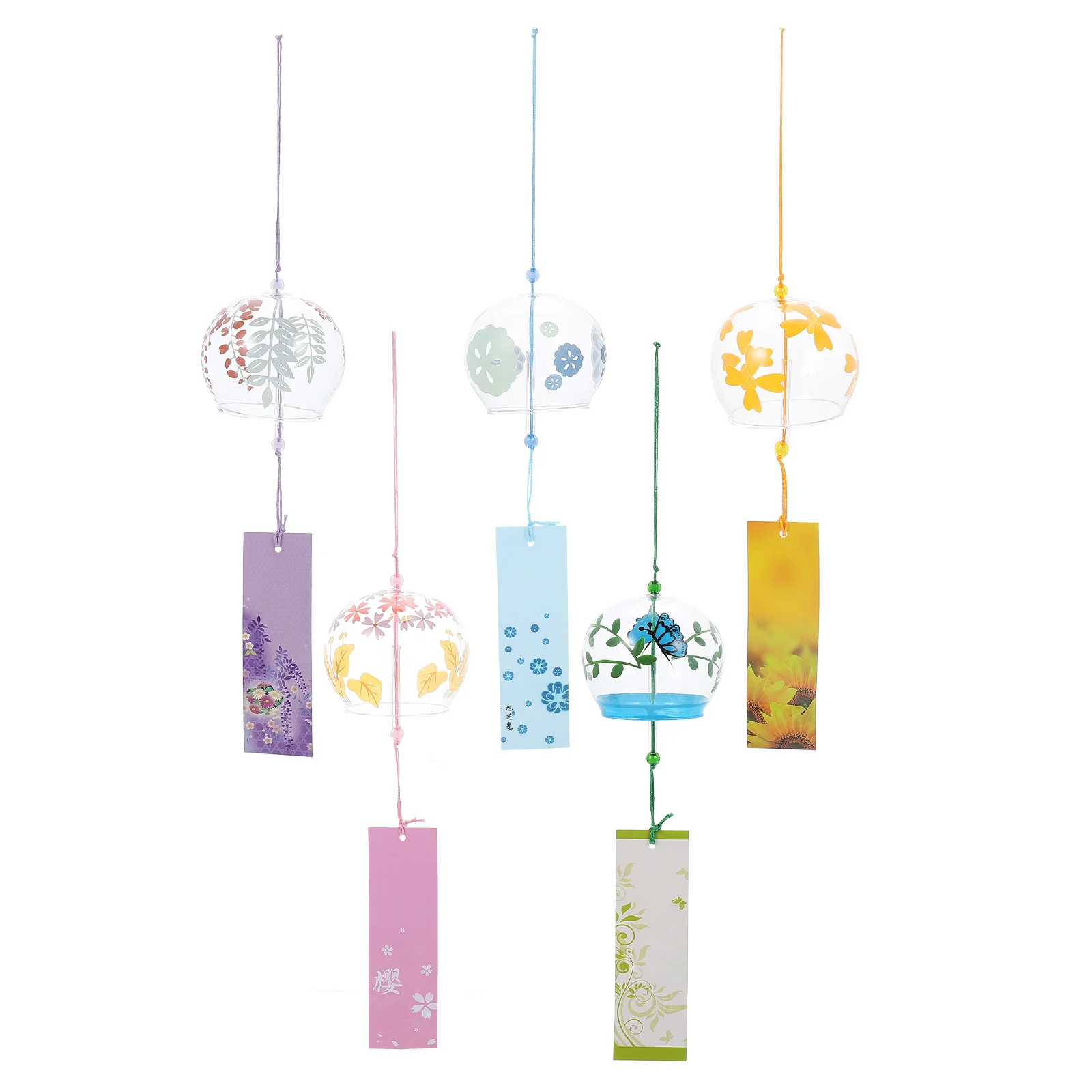 

5 Pcs Glass Wind Chimes Bells Commemorate Decor Craft Ornaments Outdoor Hanging Miss