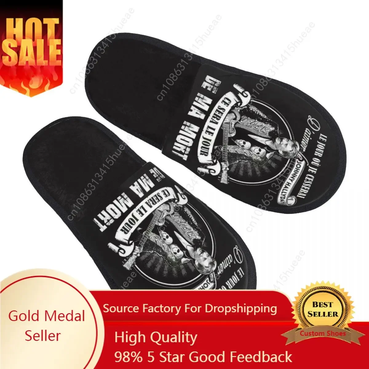 Johnny Hallyday French Singer House Slippers Cozy Warm Heavy Metal Rock Memory Foam Fluffy Slipper Indoor Outdoor Shoes