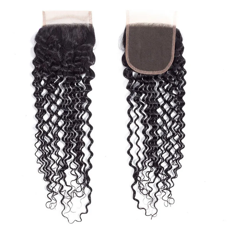 22" 4x4 Lace Closure, krauses, lockiges Echthaar, natürliche Farbe, echtes Echthaar, geeignet für die Herstellung von Perücken zu Hause, zum Schutz der Frisur. – Detail 1