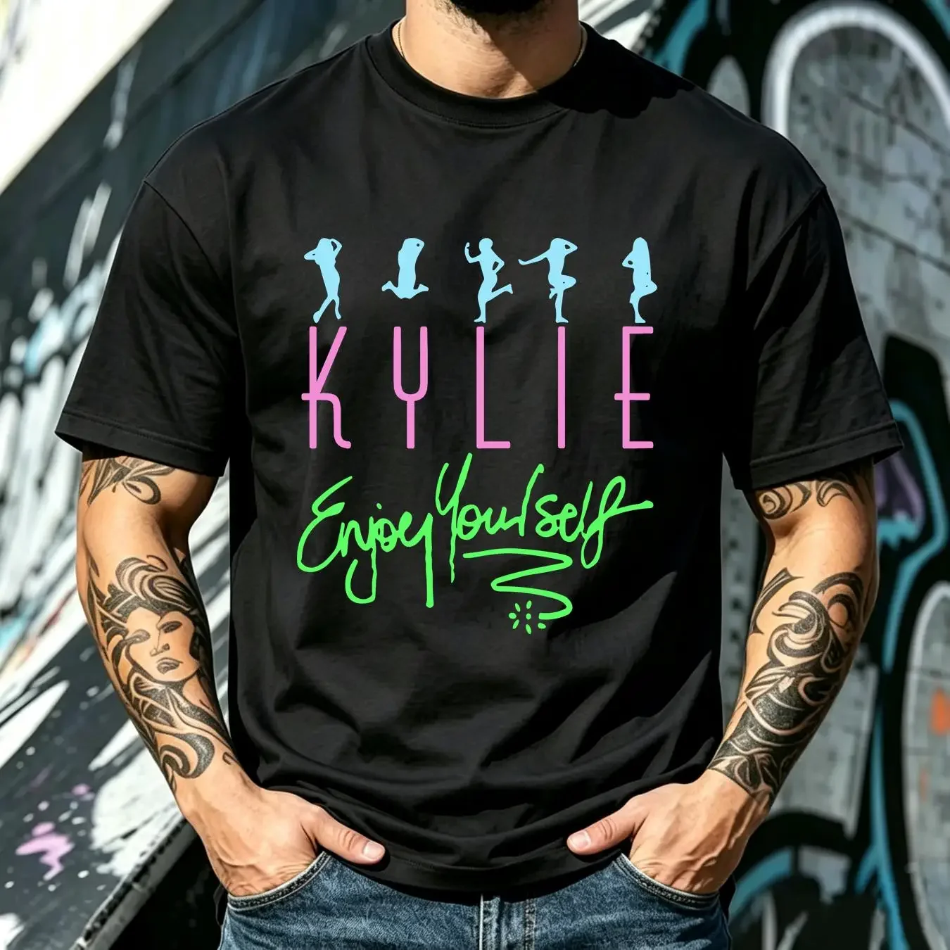 washed T Shirt Vintage Enjoy Yourself Kylie Minogue Classic Black S 234XL GY320 vintage Washed Stylish Casual Unisex Breathable