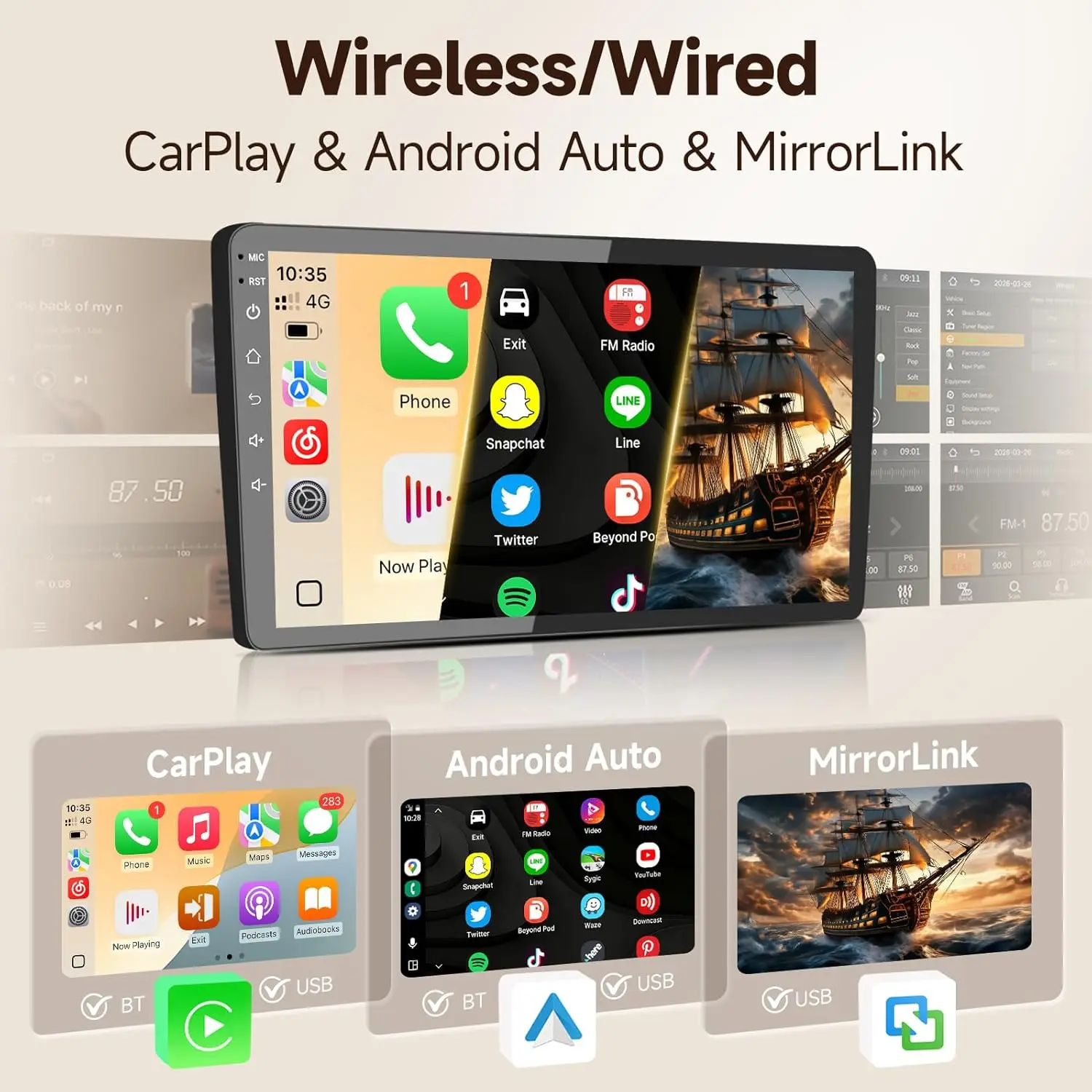 Car Stereo for Toyota Sienna 2004 2005 2006 2007 2008 2009 2010 Linux Fast Boot Wireless CarPlay and Android Auto