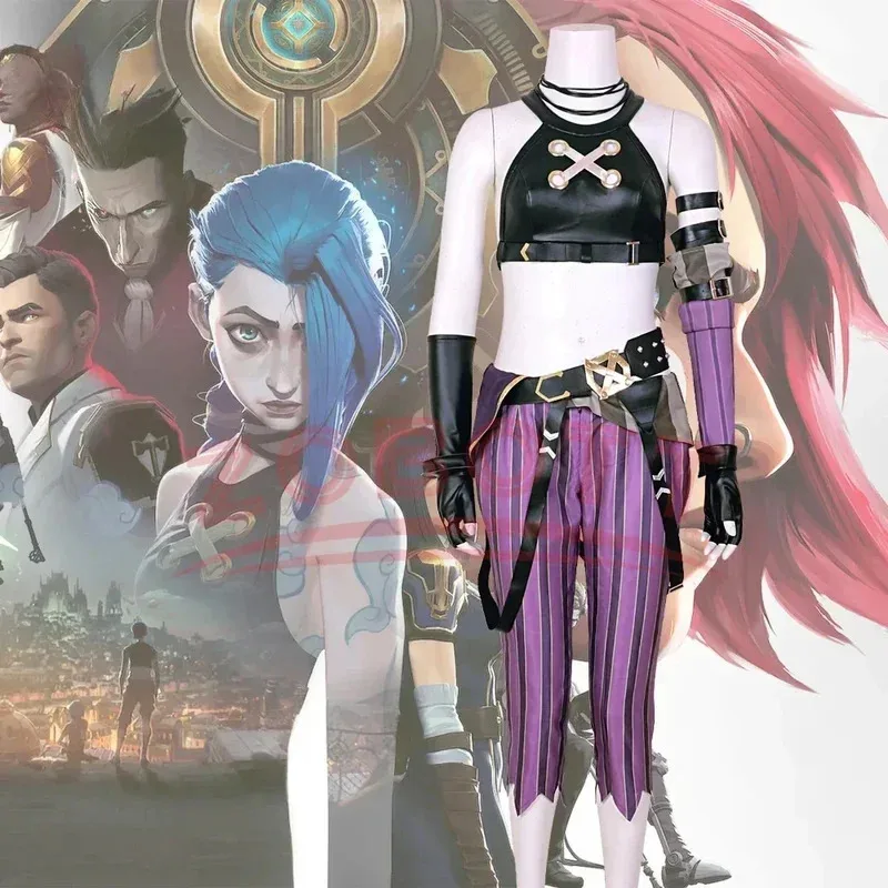 

Новый Хэллоуин Косплей Игра Jinx Косплей Костюм Аниме LOL Jinx Arcane Косплей Униформа Одежда Хэллоуин Карнавальный Костюм Custom Mad