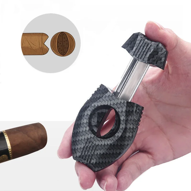 Carbon Fiber V Cigar Cutter Classic Cigar Scissors Guillotine Cuban Pocket Kinfe Luxury Smoking Cigar Accessories Free Shipping