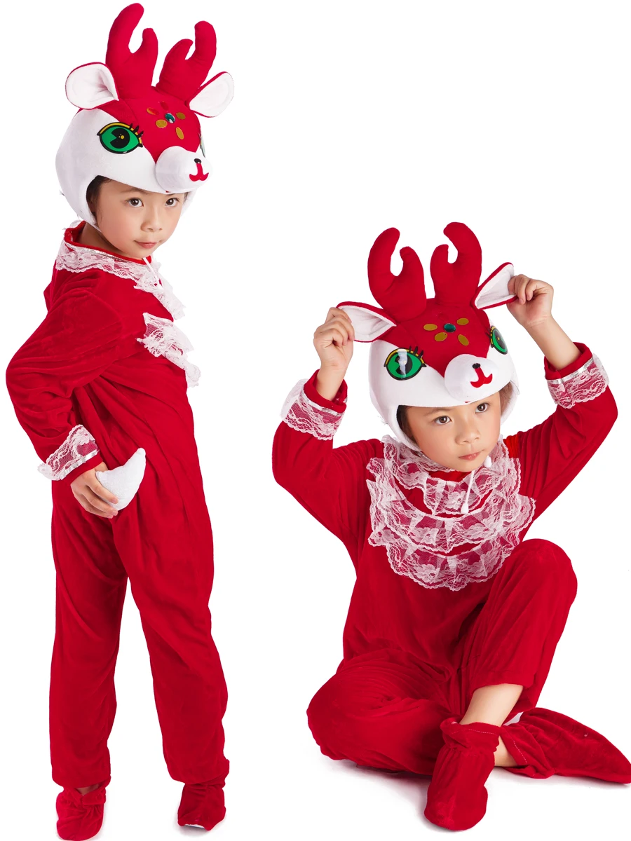 Christmas Children\'s Cosplay Reindeer Performance Costumes Halloween Cosplay Animal Dance Costumes Deer Performance Anime