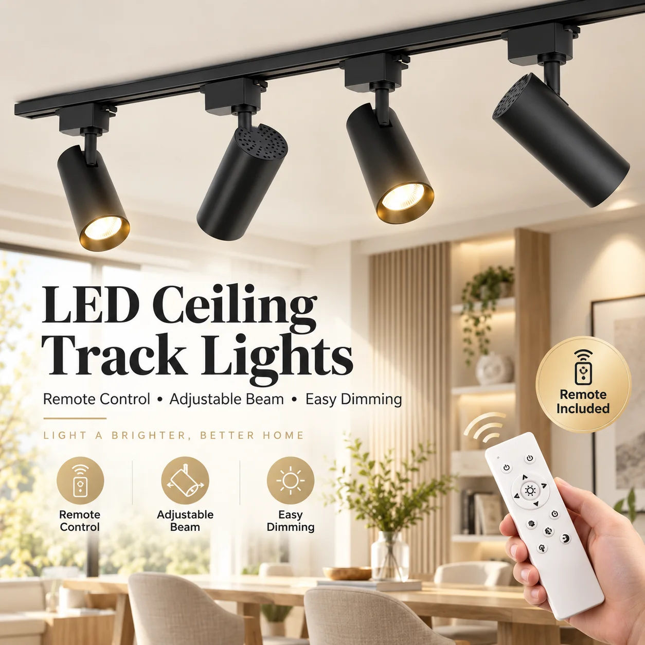 LED Track Light Full Sets 20W Dimmable Ceiling Lighting Spotlight Indoor for Kitchen Living Room Store Decor Ceiling Spot Lights