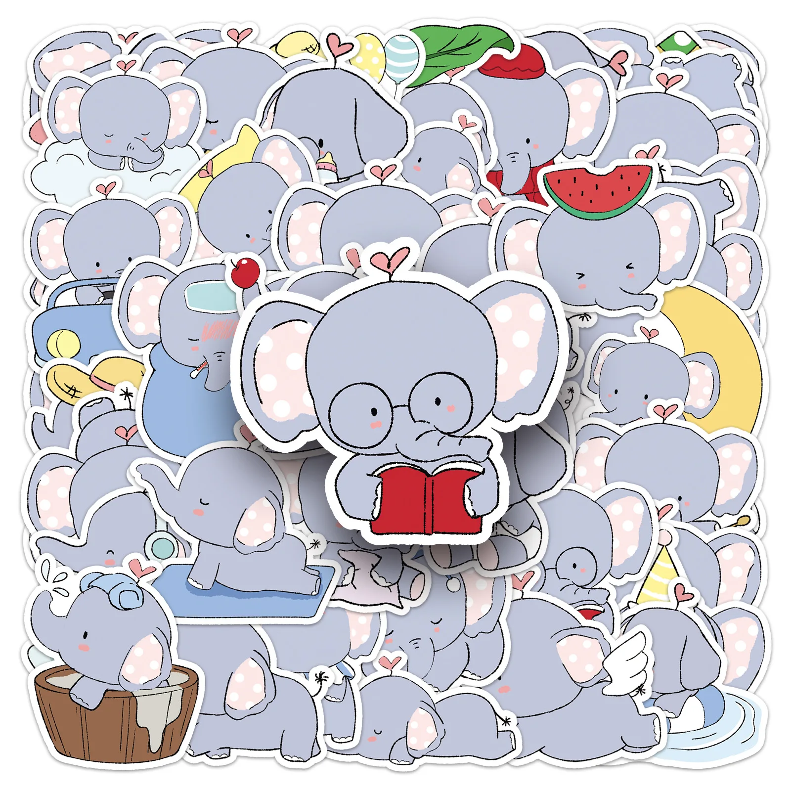 

10/50 PCS cartoon baby elephant cute hand-painted animal creative decoration mobile phone waterproof sticker Kids Toy