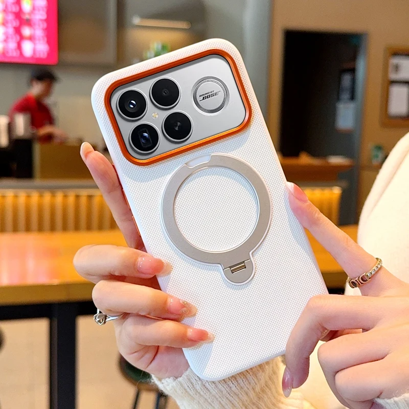 

For Xiaomi Redmi K90 Pro Max Case ELVEV Magnetic Luxury PU Leather Anti-fall with Rotatable Ring Stand Cover for Redmi K90