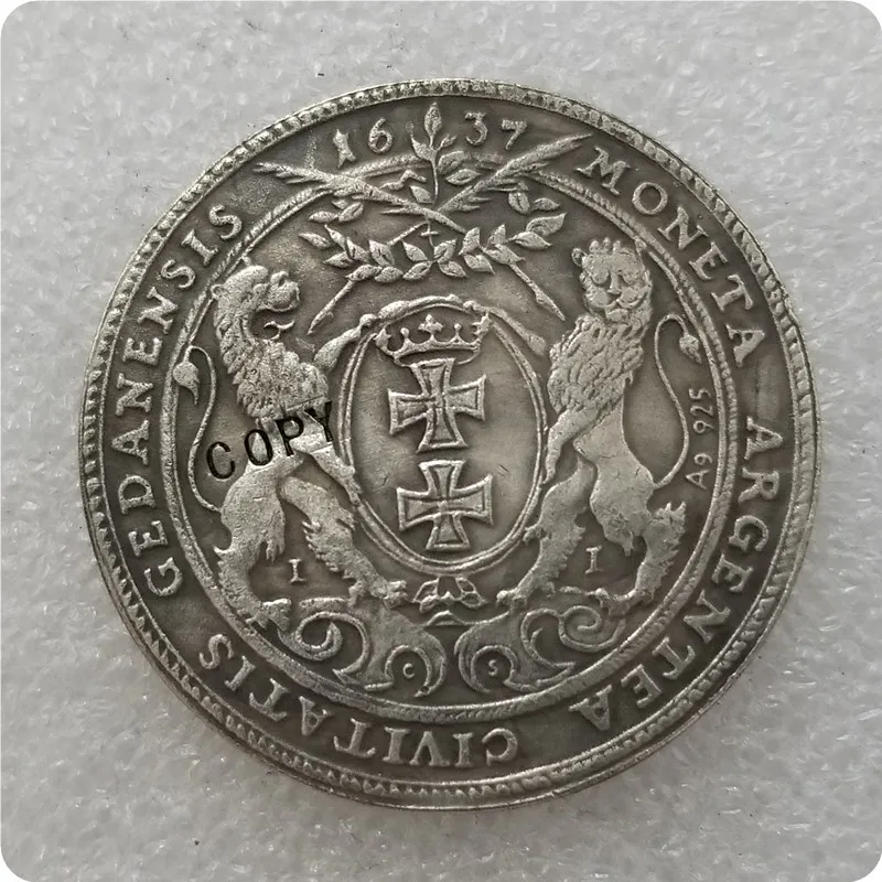 Poland Talar 1637 VLADISLAW IV Gedanensis DANZIG super Copy Coin commemorative coins-replica coins medal coins collectibles