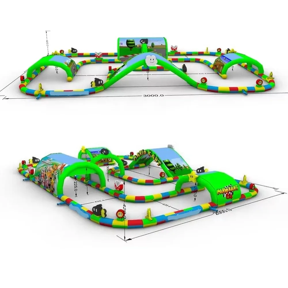 Inflatable Go Kart Race Track Custom Zorb Ball Track Racing Course Outdoor Sports Game for Kids Adults