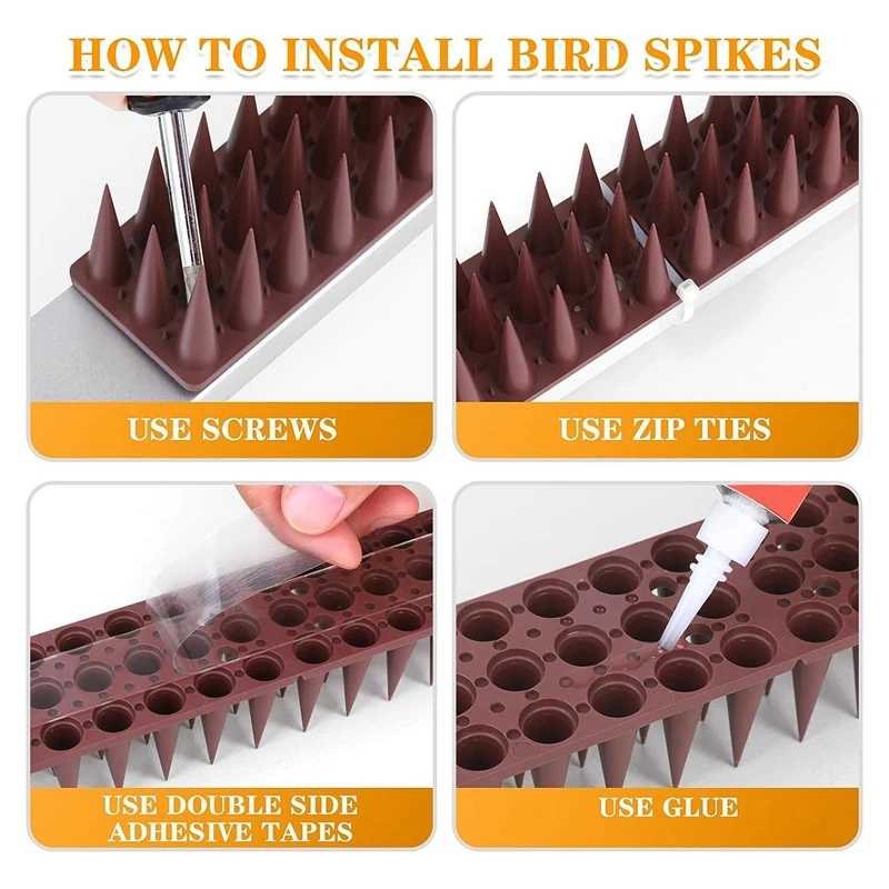 20 PCS Bird Deterrent Spikes Fit For Outside To Keep Birds Away,Fence Spikes For Railing And Roof