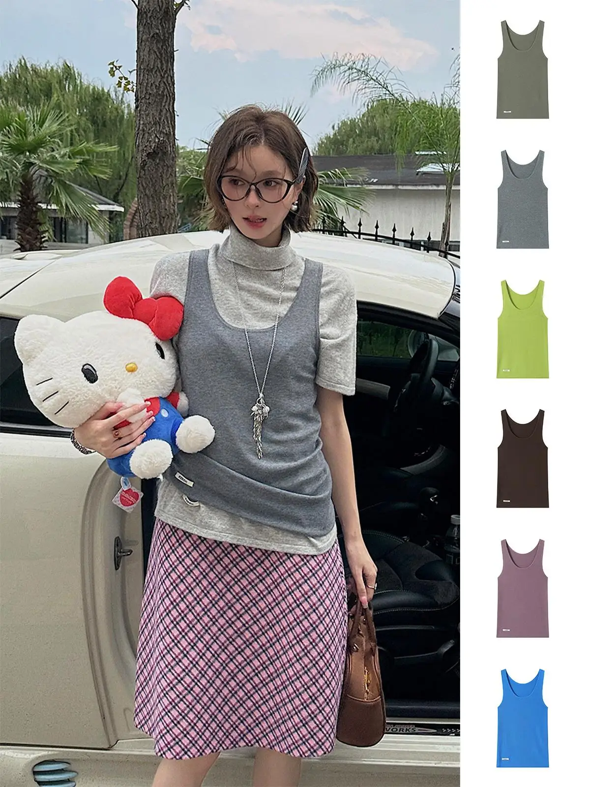 

Женский трикотажный жилет REREK с высокой эластичностью, облегающий, базовый слой, повседневный, модный, осень-зима, новинка