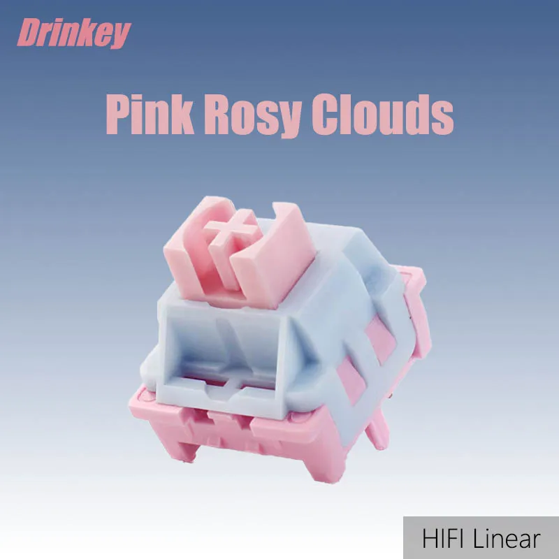 

Drinkey Pink Rosy Clouds переключатель давления света 5Pin 30g HIFI линейная толстая смазка горячая замена механическая клавиатура игровые переключатели