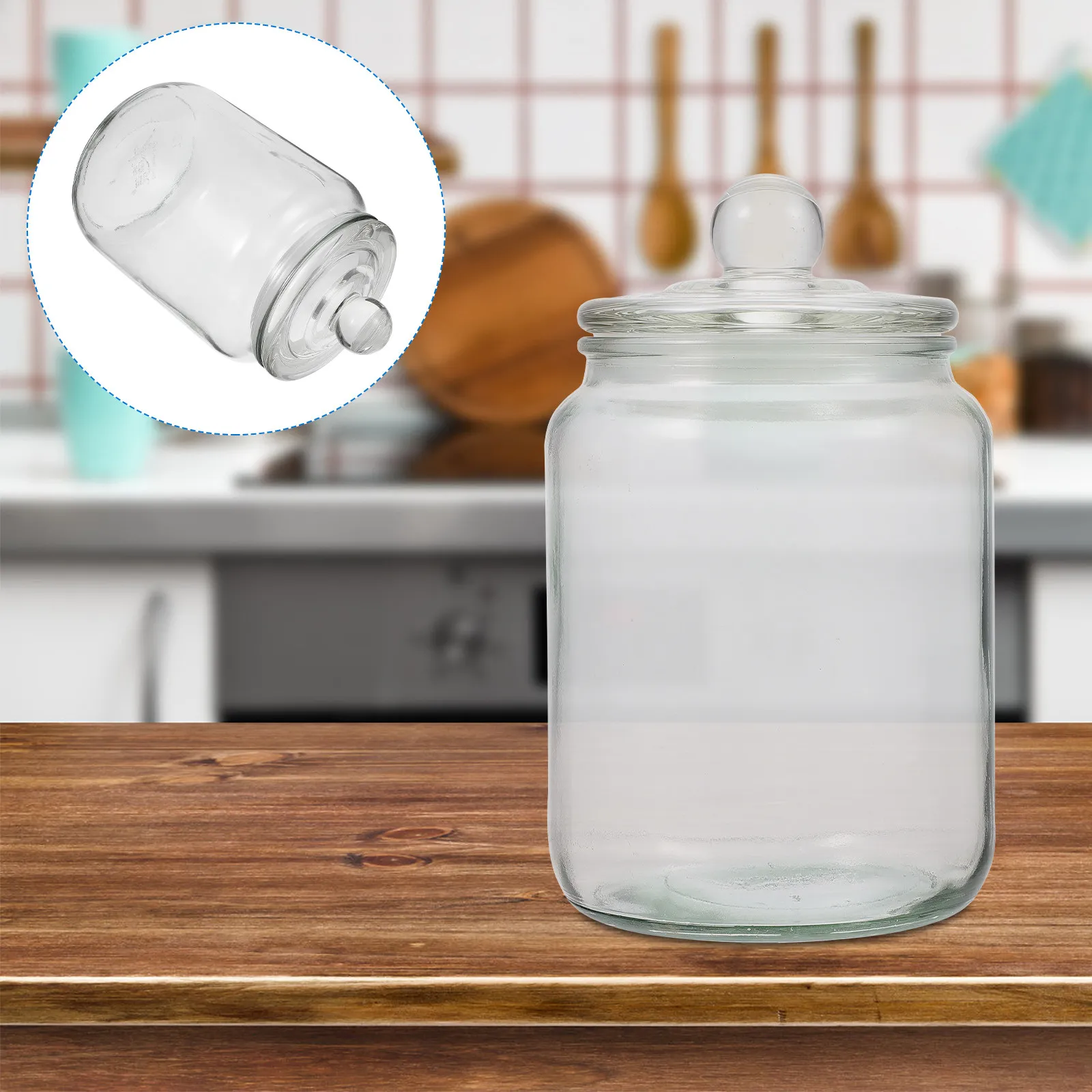 1Pcs 2L Transparent Glass Storage Jar Dustproof Food Storage Container with Smooth Surface Fine Workmanship for Grains Tea Candy