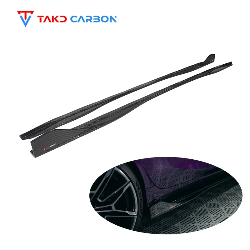

TAKD Brand Dry Carbon Fiber Car Side Bumper Extension Lips M3 G80 Side Skirts Side Lip for bmws M3 G80 M4 G82 2021-2023