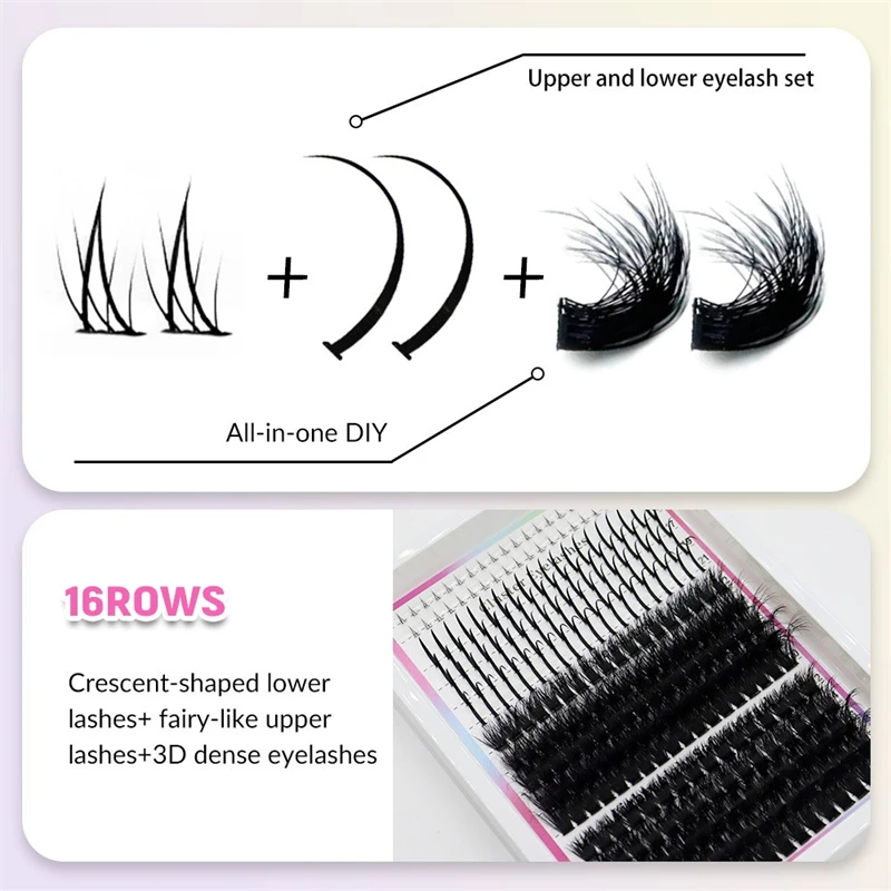 Soft Curl False Eyelashes Set Realistic Vrescent-shape 3D Fairy Style Upper and Lower Eyelashes