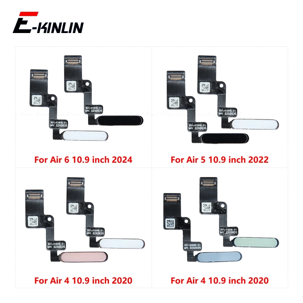 On Off Power Button Fingerprint Sensor Menu Button Flex Cable For iPad Air 4 5 6 10.9 11 inch 2020 2022 2024 No Touch ID