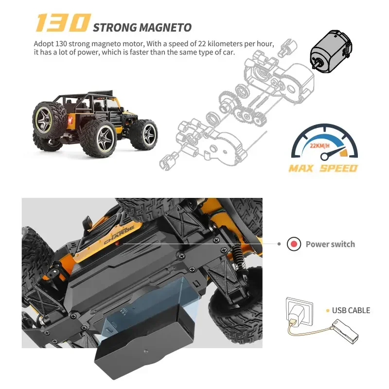 Wltoys 322221 22201 2.4G Mini RC Car 2WD modello di veicolo fuoristrada con luce telecomando camion meccanico giocattolo per bambini