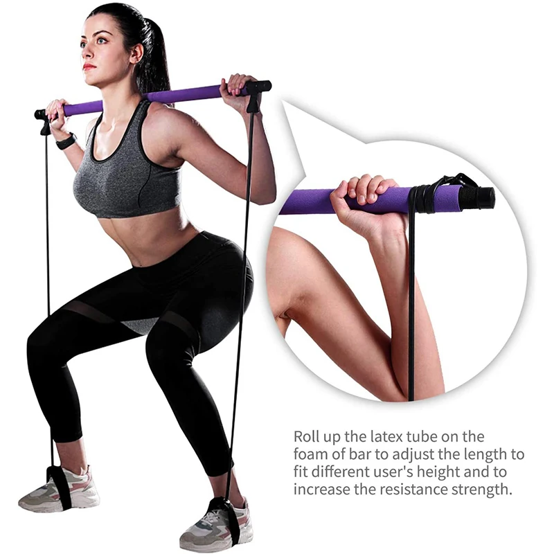 Barra de Fitness para Yoga y Pilates, bandas de resistencia para Crossfit, entrenador de Yoga, varillas de tracción, cuerda portátil para gimnasio en casa, entrenamiento corporal