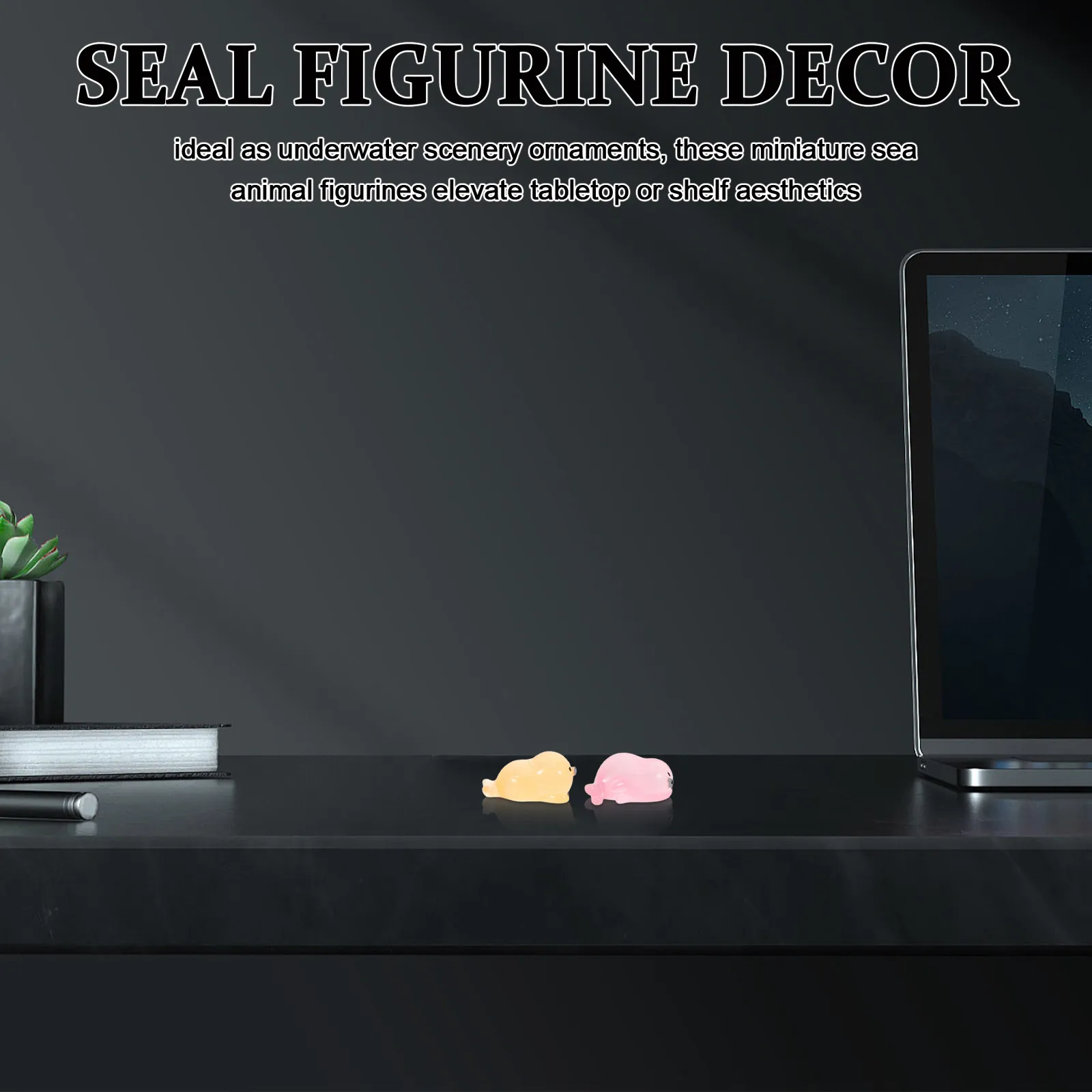 20Pcs Night Glow Mini Seal Resin Decor Luminous Ocean Animal Ornament Underwater Scenery Mini Marine Figure Home Office Kids