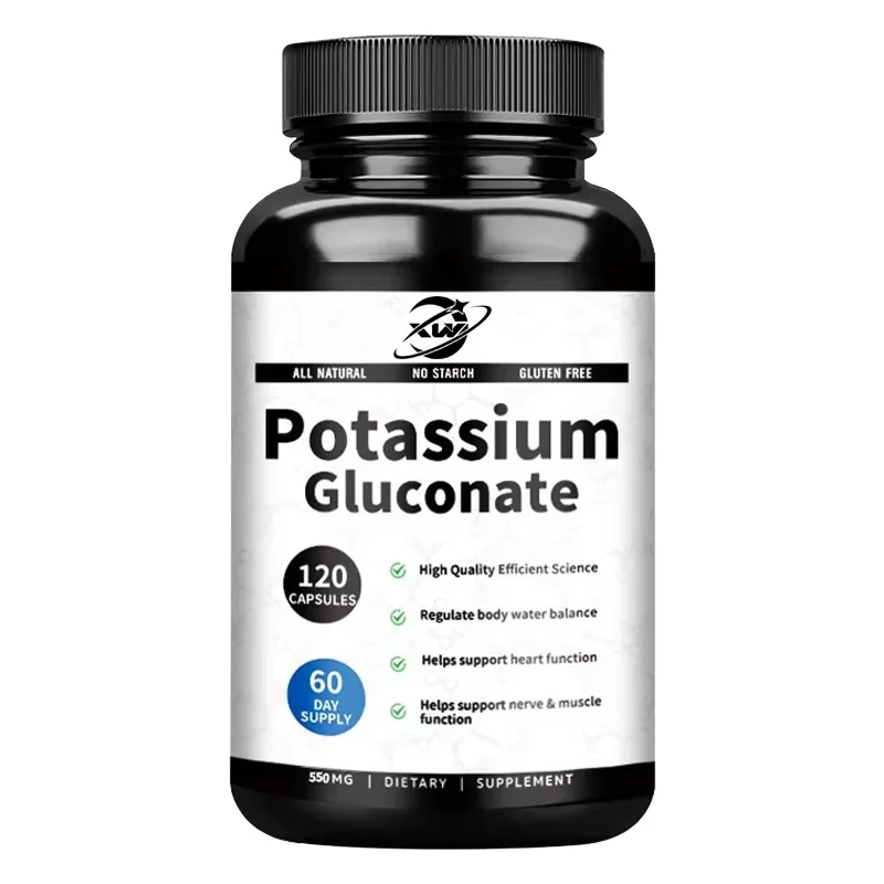 Cápsulas de Gluconato de Potasio - Promueve la Salud Ósea y Muscular, Apoya el Equilibrio de Electrolitos y Niveles Normales de pH, Inmunidad