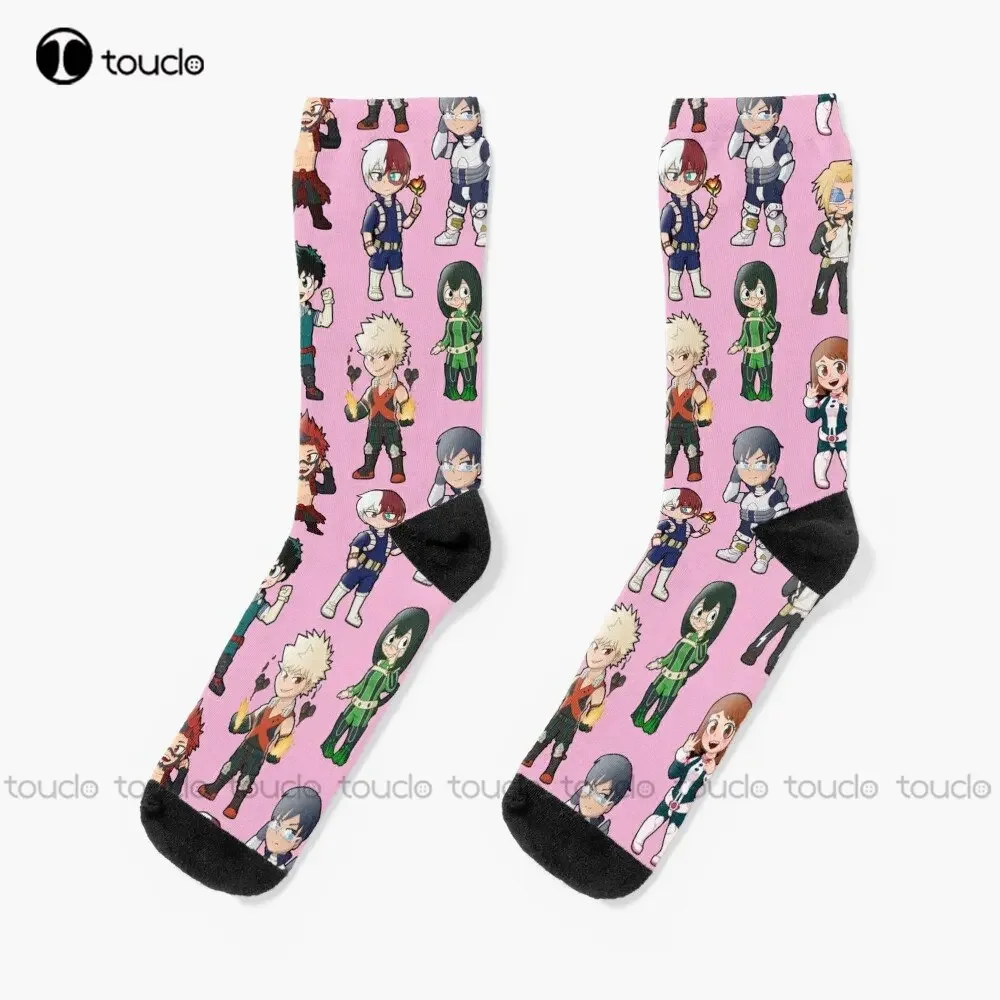 My Chibi Academia! (Pattern Version) Socks Red Soccer Socks Youth Personalized Custom Unisex Adult Teen Youth Socks Custom Gift