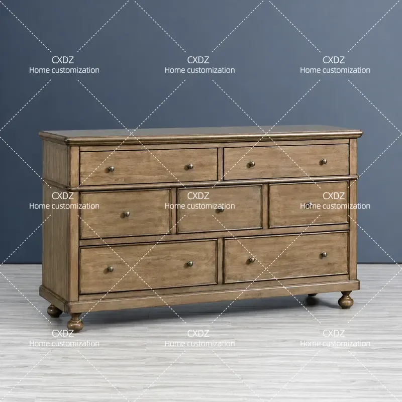 Rural Retro 7 Drawer Chest of Drawers Simple Modern Bedroom Storage Cabinet Foyer Porch Organizer Furniture