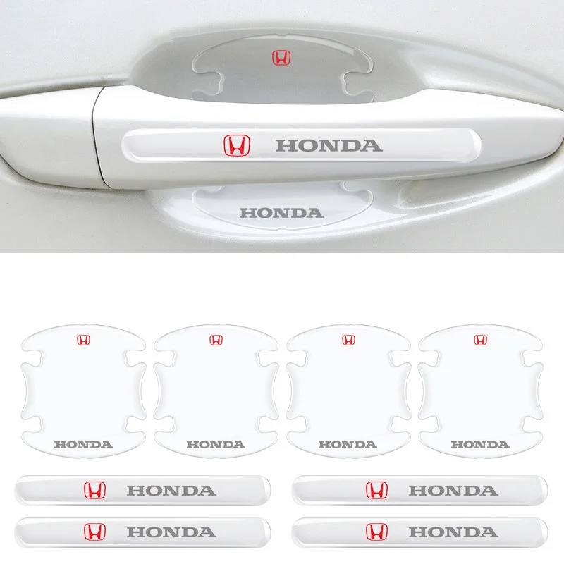 8pcs/4pcs Car Door Bowl Handle Protector Stickers Transparent Anti-scratch For Honda Accord Odyssey Civic CRV Inspire Envix City