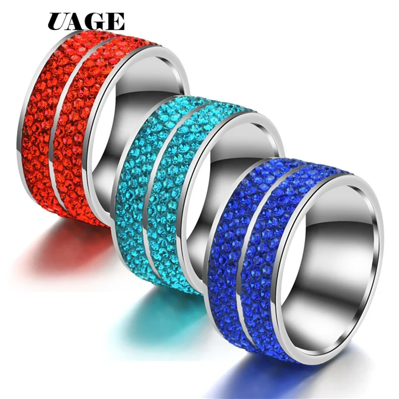 UAGE  Wedding Rings for Women Men Couple Promise Band Stainless Steel Anniversary Engagement Jewelry Alliance Bijoux