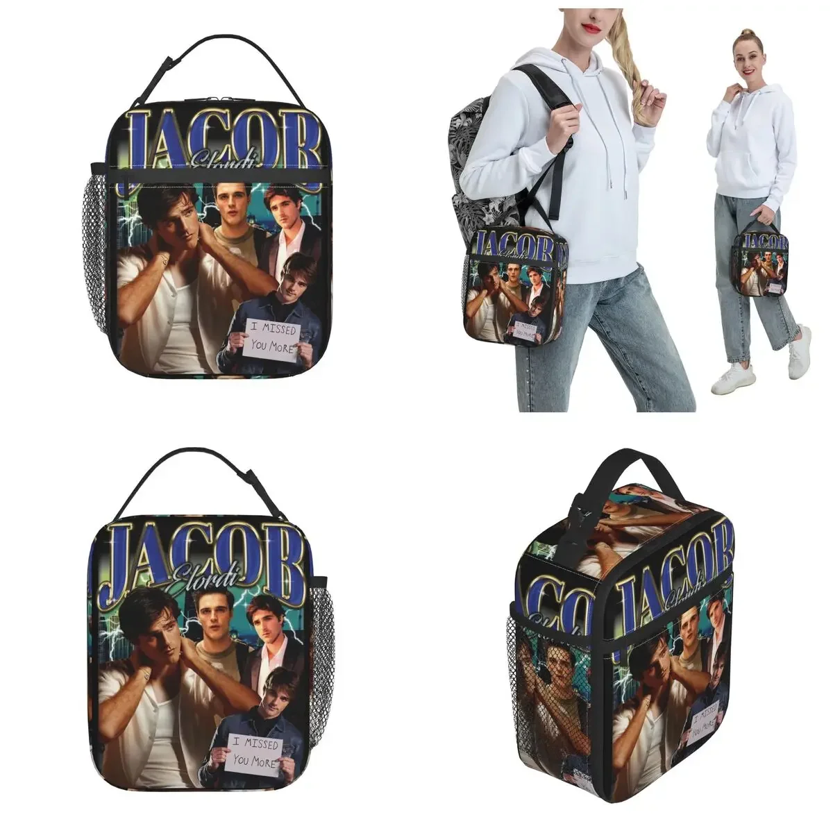 Retro Jacob Elordi Bootleg Accessories Insulated Lunch Bag For School Office Food Container Reusable Thermal Cooler Lunch Boxes