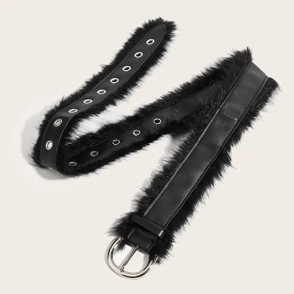 حزام العيينة المعدنية القطيفة بولي حزام حزام جلد فو الفراء أحزمة الخصر العصرية الخصر سلسلة الموضة ديكور يومي العصابات الملابس مفيدة #4