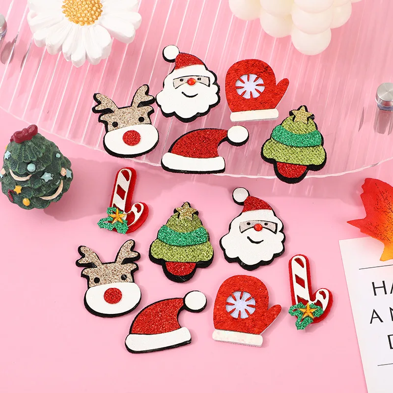 30Pcs Multi Style Christmas Deer Antlers Padded Applique For Hair Clip Accessories Hats Bag Cloth Decoration Patches