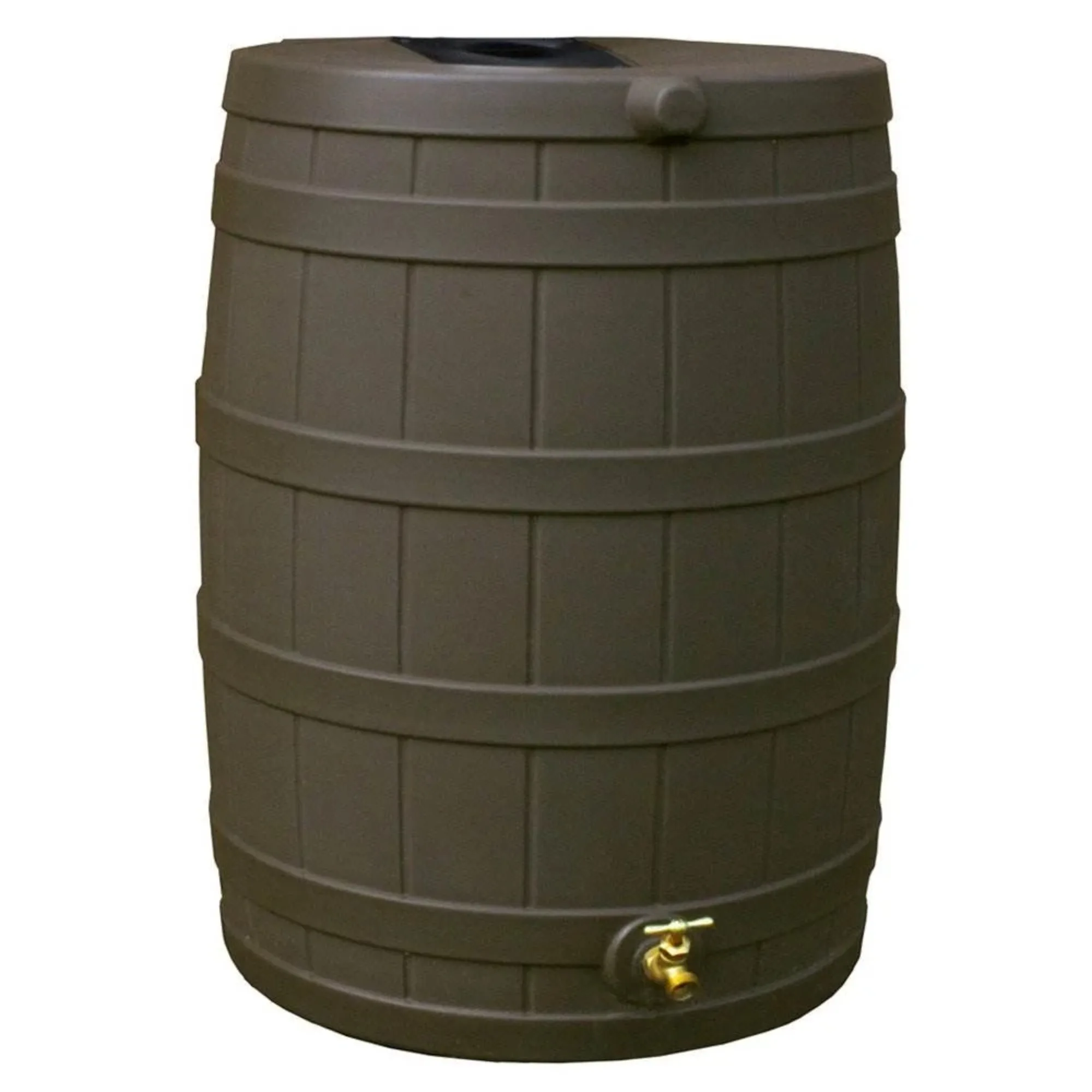 

40 Gallon Plastic Rainwater Collection Barrel Drum,Convenient Design, Oak