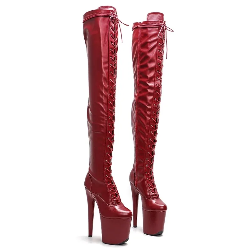 

New Fashion PU Upper Sexy Exotic Pole Dancing Shoes 20CM/8inches High Heel Platform Women's Modern Over-the-Knee Boots 428