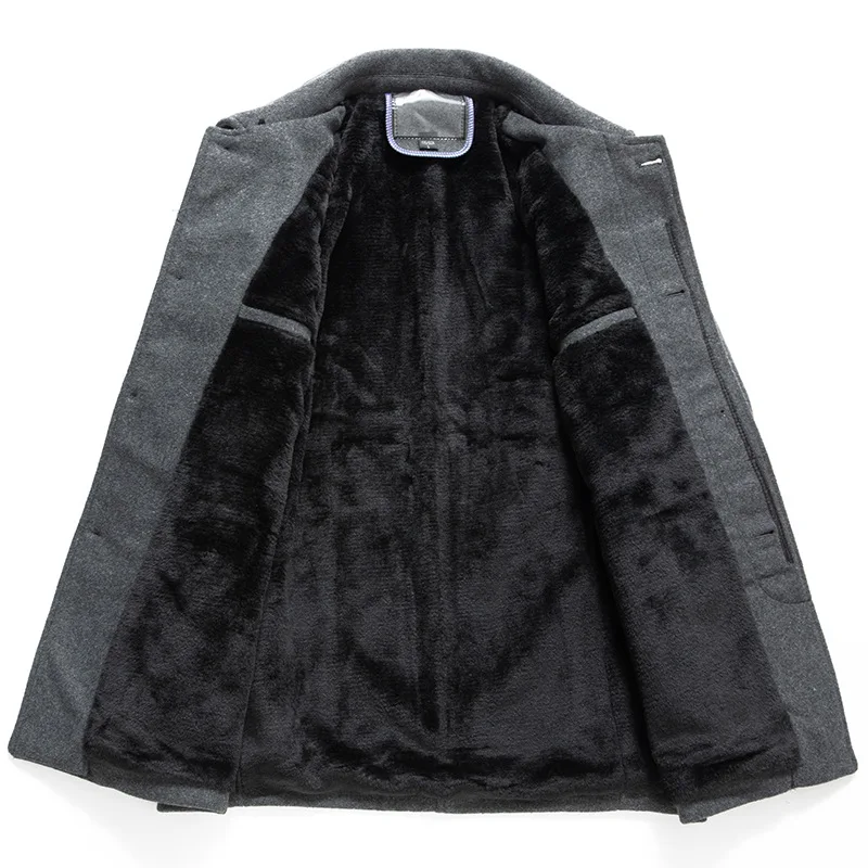 New Mens  Wool Blends Overcoat Single-breasted Winter Warm Coats High Quality Solid Male Business Casual Wool Outewear