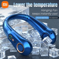 Xiaomi 3000mA Portable Mini Hanging Neck Fan Bladeless Neckband Fan Digital Display Power Air Cooler Rechargeable Electric Fan