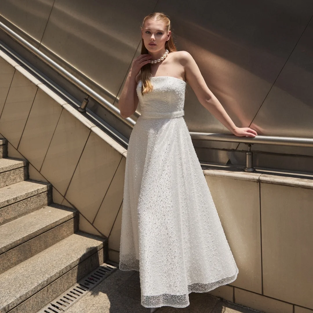 Bella personalizado branco lantejoulas xale robes de soirée sem alças sem costas sem mangas vestidos de festa até o tornozelo vestido de baile 2025