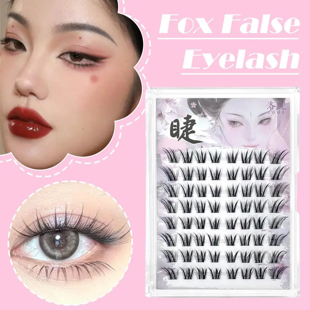 False Eyelashes Chinese Style Fox Nine Tailed Fox Slanted Flying Eyes Segmented Cluster Natural Tool Single Beauty Z4K1
